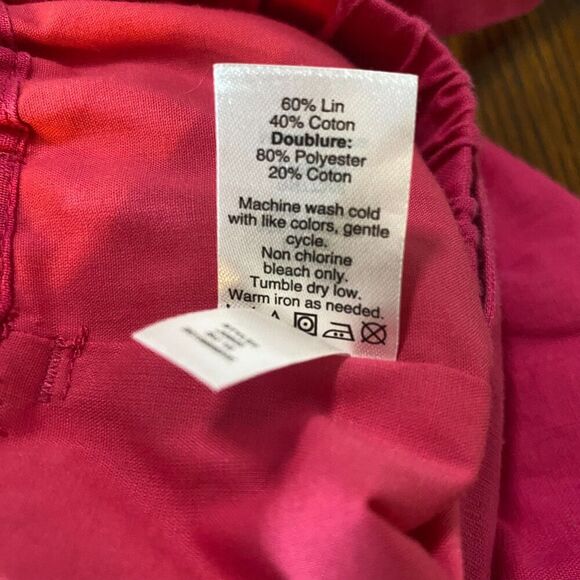 J Crew | Hot Pink Linen/Cotton A Line Skirt with Tie Belt - Picture 9 of 13